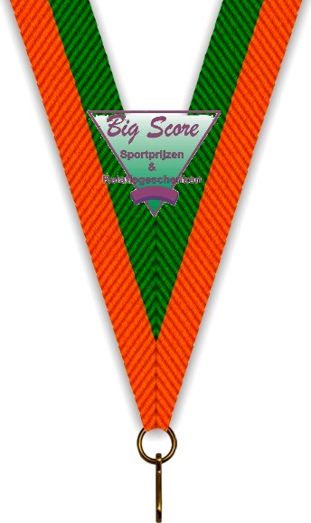 Medaillehalslint breed Oranje-Groen